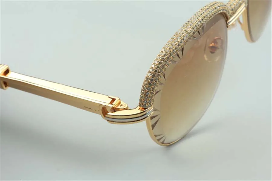 -Vender hastes de aço inoxidável de alta qualidade corta óculos de sol com lentes de diamantes de alta qualidade, armação de sobrancelha 1116728-A Tamanho 60-18-140mm2860