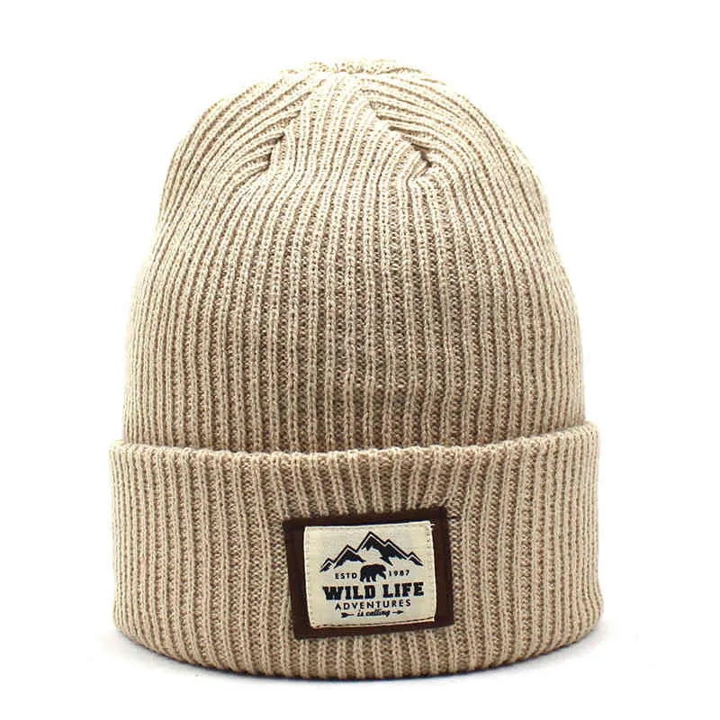 Herbst Winterbrief Label Schädel Mützenkappen für Männer Frauen039s Solid gestrickter Hut im Freien warm die North Mountains No Face7220774