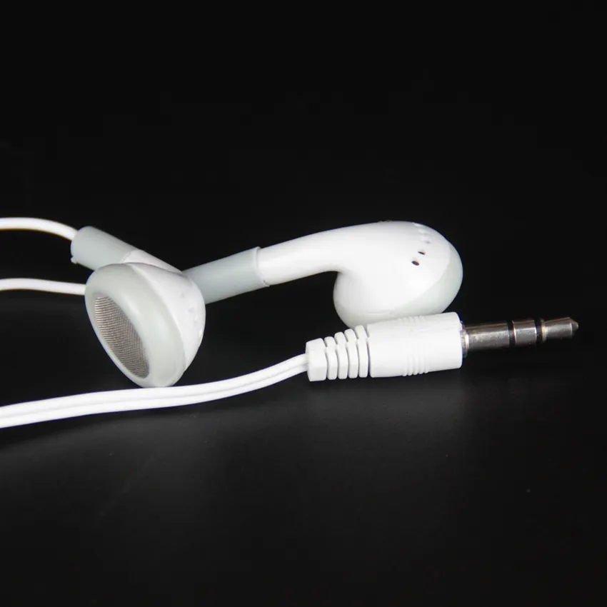 Écouteurs filaires blancs jetables 3.5mm dans l'oreille écouteurs stéréo casque sans micro pour téléphone portable MP3 MP