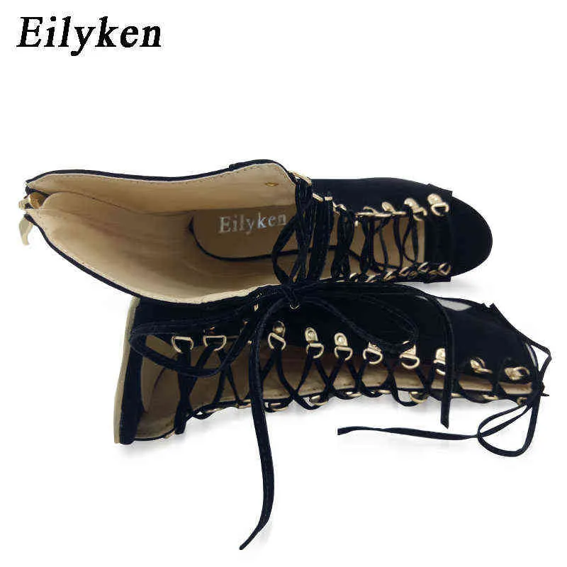 Sandalet Eilyken Seksi Zincirler Halat Sandalet Strappy Yüksek Topuk Gladyatör Sandalet Kadınlar Lace Up Ayak Bileği Kayışı Kadın Ayakkabı Elbise Ayakkabı 12 cm 220310