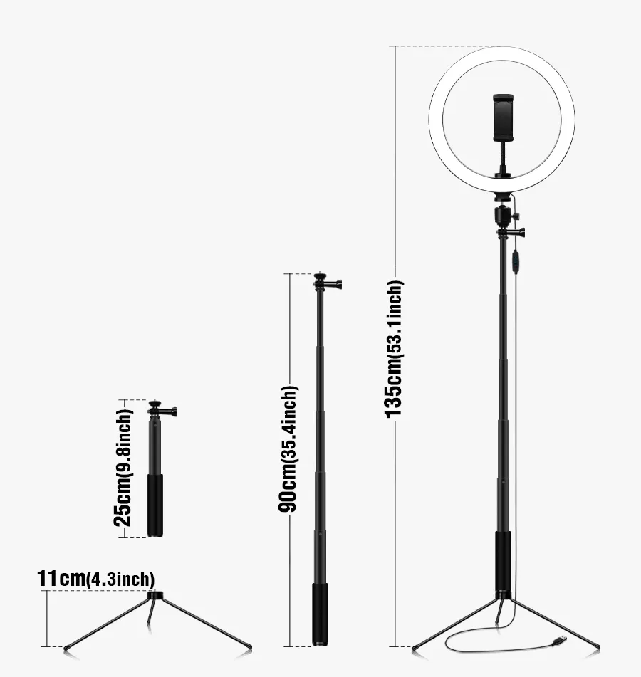 10 tum 26 cm LED -ring Light Makeup Selfie Ringlight med telefonhållare Circle Lamp för YouTube Tik Tok Video Vlog Tillbehör44445479