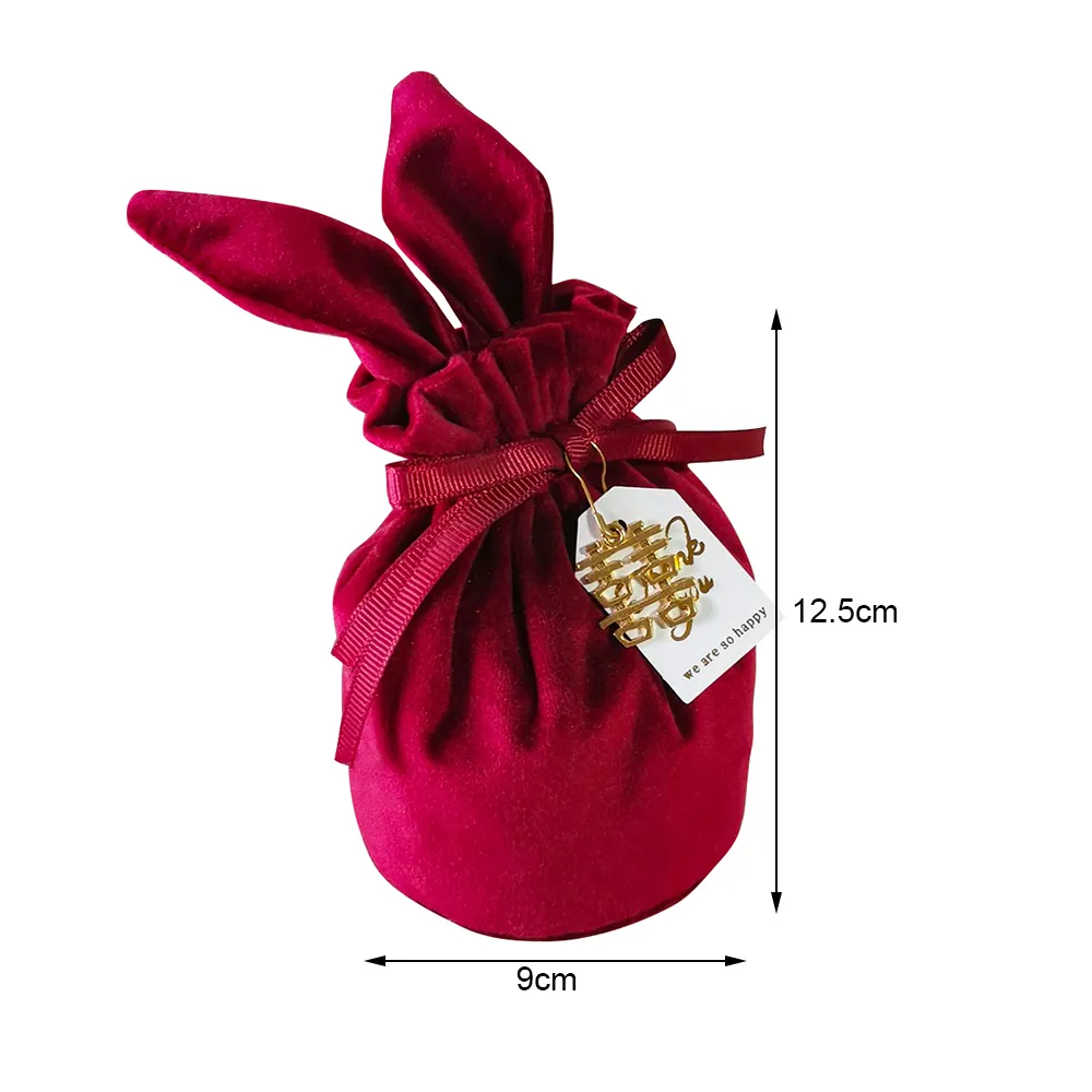 Oreilles de lapin Bonbons Sacs Flanelle Lapin De Pâques Chocolat Cadeau Bijoux Sacs D'emballage De Mariage Mystery Box Saint Valentin Nouvel An