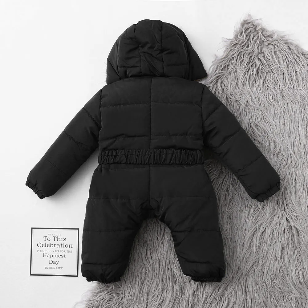 Winter Infant Baby Clothes Boys Girls Romper Solid Jacket Hooded Jumpsuit Warm Thick Coat Outfit Snowsuit Newborn Cute Jumpsuit LJ201023