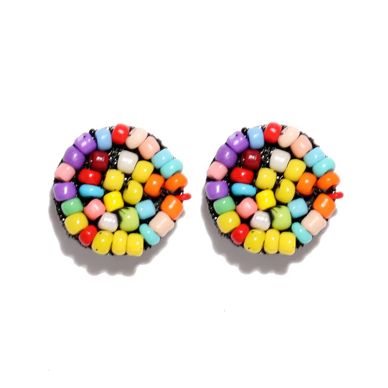 Einfache Mehrfarbige Ethnische Harz Handgemachte Perlen Ohrringe Für Frauen Zubehör Böhmen Geometrische Ohrringe Mode Jewelry279S