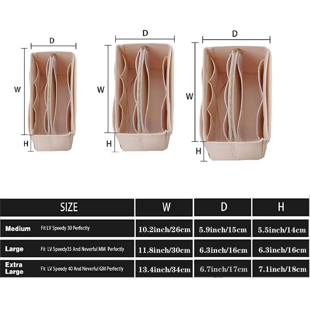 Merk make -up organisator vilt insert tas voor handtas reis binnenste portemonnee draagbare cosmetische tassen passen verschillende merkzakken 286D