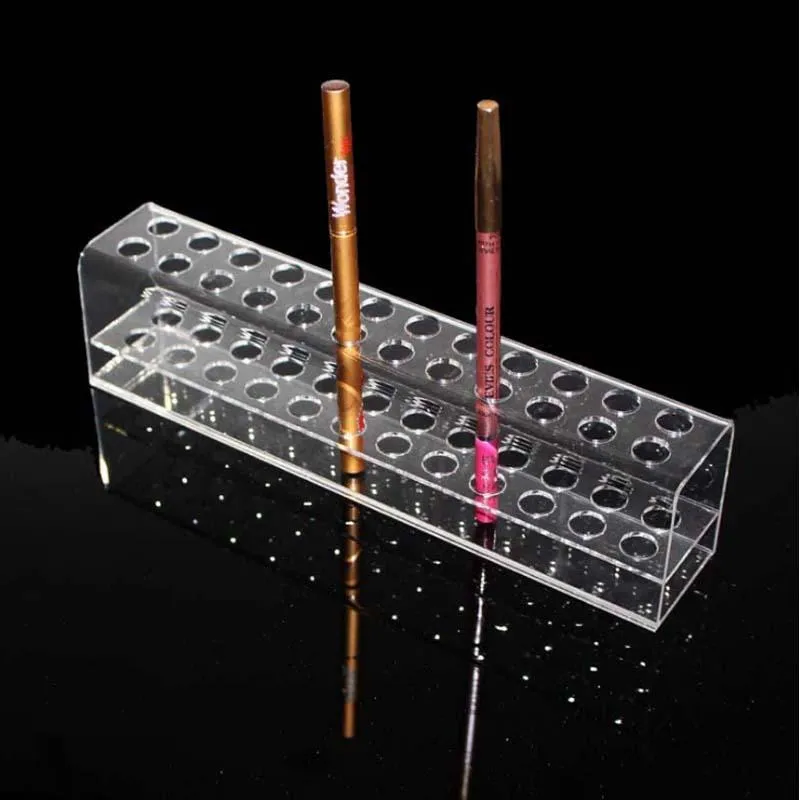 Transparent Jewelry Pouches 24 hole Acrylic Cosmetic box Eyebrow Pencil Brush Protector Makeup Brush Display Stand Organizer342N