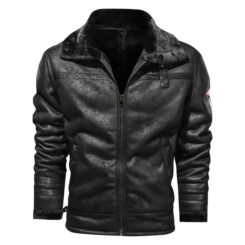 Mens Jacket Winter Suede Leather Jacket Men Velvet Super Warm Coat Outwear Fur Lined Vintage Motorcycle Jacket Plus Size 4XL 201218