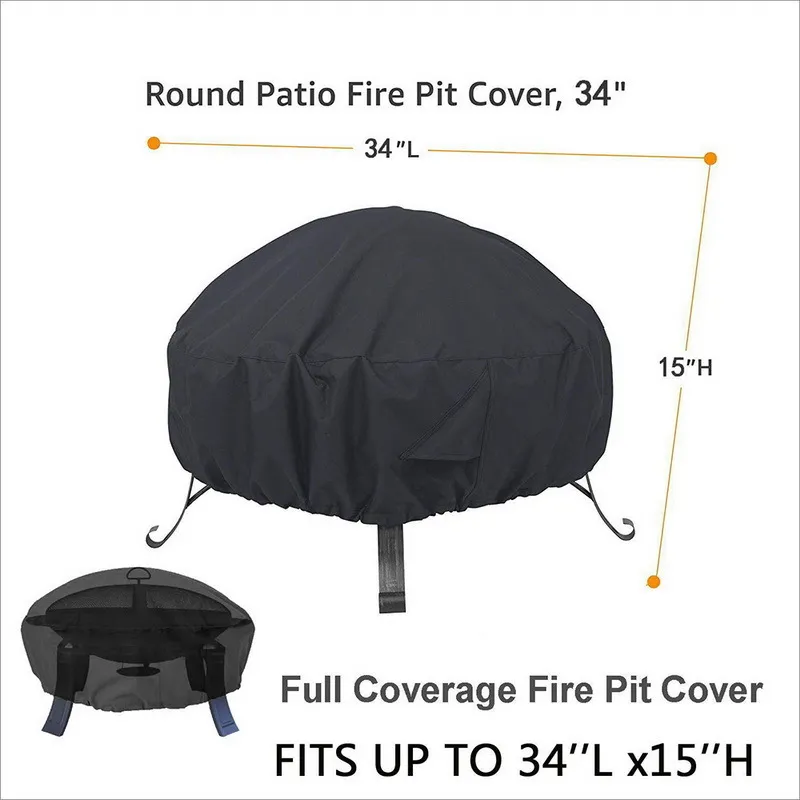Outdoor Garden Yard Round Canopy Furniture Covers Waterproof Patio Fire Pit Cover UV Protector Grill BBQ Shelter Dust Cover T200612856088