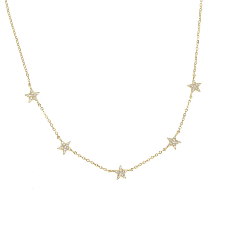 هدية عيد الميلاد Vermeil 925 Sterling Silver Star Star Choker Cliclaces Charming Women المجوهرات قلادة فاخرة 220217