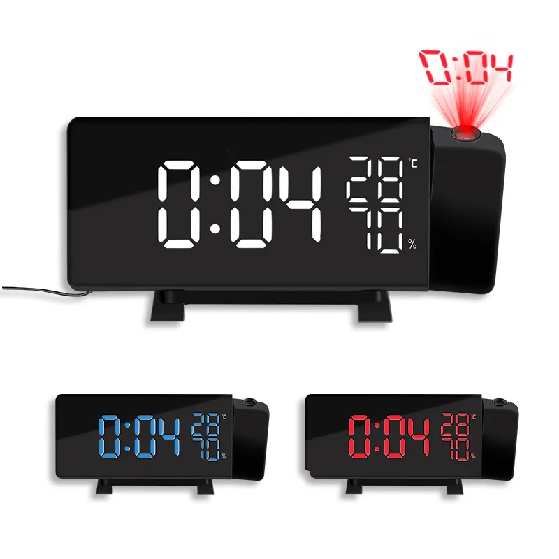 NUOVA Creative TS-5210 LED Sveglia di proiezione Allarme Digitale Radio Snooze Timer Temperatura Temperatura LED Display FM Radio Three Color Clock 201222