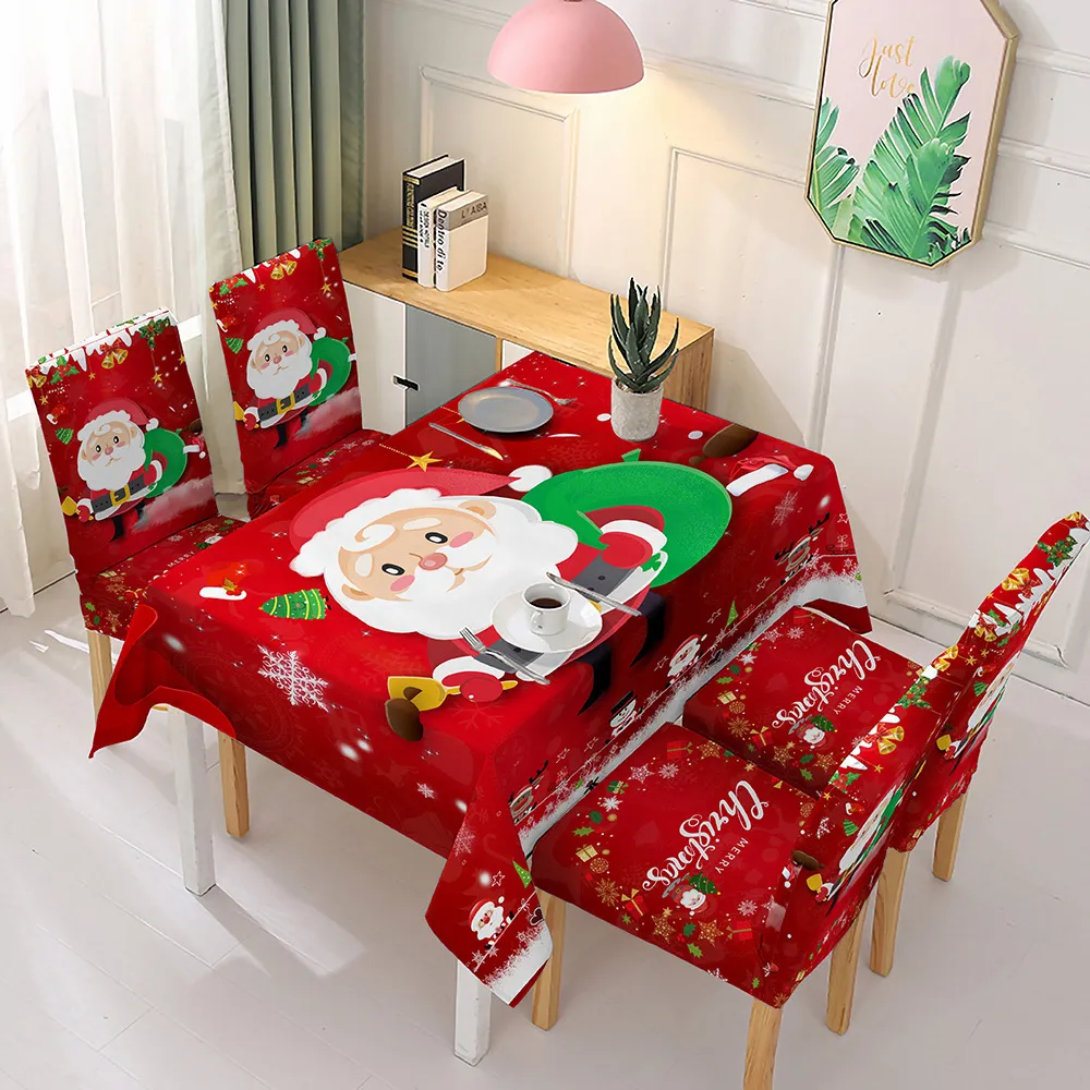 Julduk och stol täcker mat kök party dekoration elastisk stol täcker vattentät bord tyg rektangulär LJ2013564271