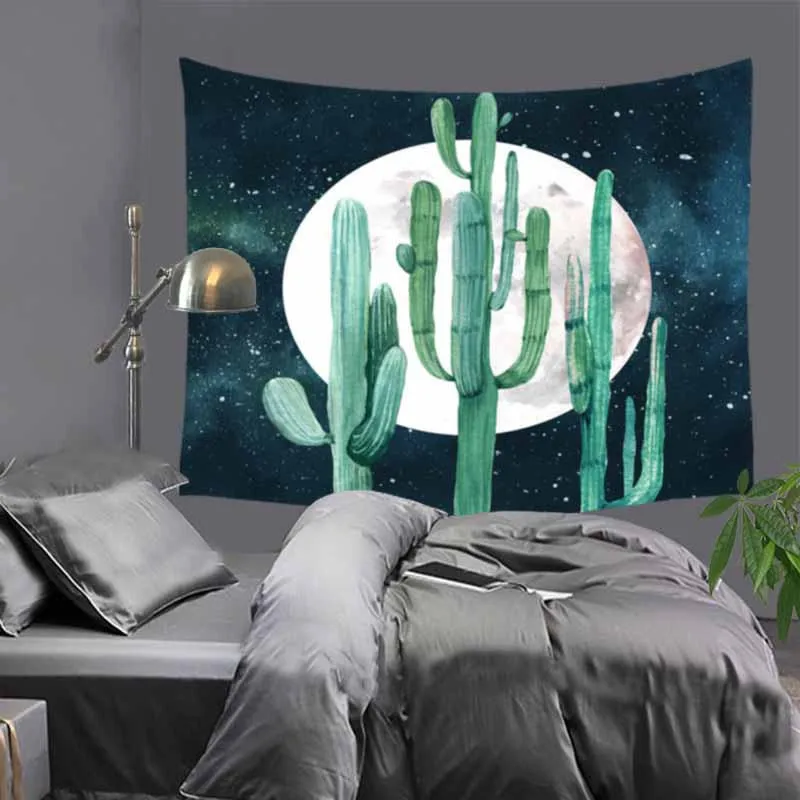 2 dimensioni mandala appeso a parete cactus arazzo piante grasse verdi 3D fiore arte tappeto coperta tappetino yoga arazzo decorativo la casa T200601