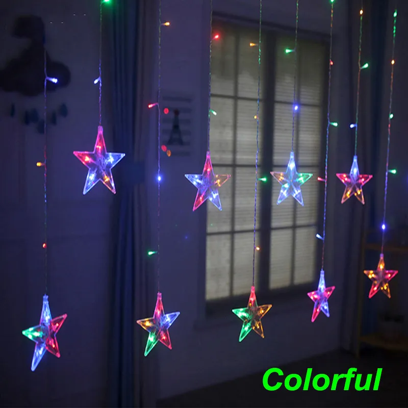 2 5M Romantic Fairy Star Led Curtain String Light Warm white 220V 110V Xmas Garland Light For Wedding Party Holiday Christmas Deco274T