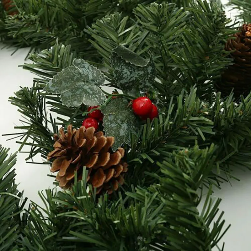 クリスマスの装飾装飾装置クリスマスツリーガーランドラタンホームウォールパインハンギンググリーン人工花輪暖炉新年飾り29356615