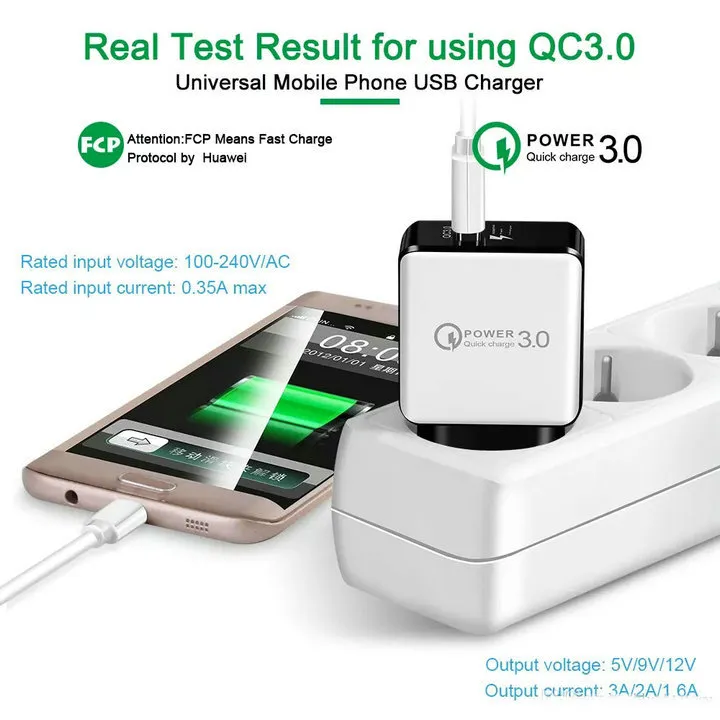 QC30 Fast Wall Charger USB Quick Charge 5V 3A 9V 2A Travel Power Adapter Fast Charging US EU Plug for Iphone Samsung Xiaomi Phone5854834