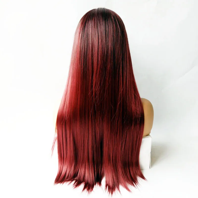 Perruque synthétique longue et lisse de 70cm 28 pouces, postiche de Simulation de cheveux naturels pour femmes noires et blanches K10