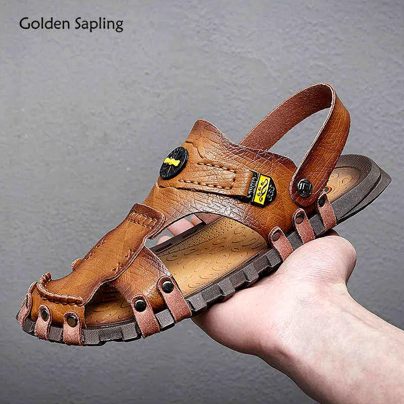Sandals Golden Sapling Gladiator Fashion Men's Rome Style Beach Shoes Classics Outdoor Walking Leisure Men Casual 220302