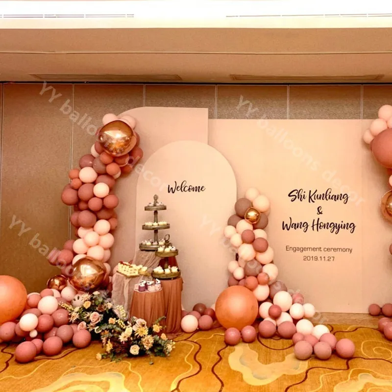 DIY Paste Haut Rose Gold Party Dekoration Ballons Garland Arch Kit Metallic 4D Gold Ballon Baby Dusche Dekorationen Hintergrund 201125