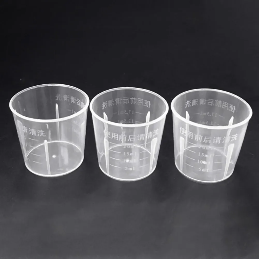 Strumenti di misurazione 10 pezzi Contenitore tazza graduato in plastica trasparente portatile da 20 ml