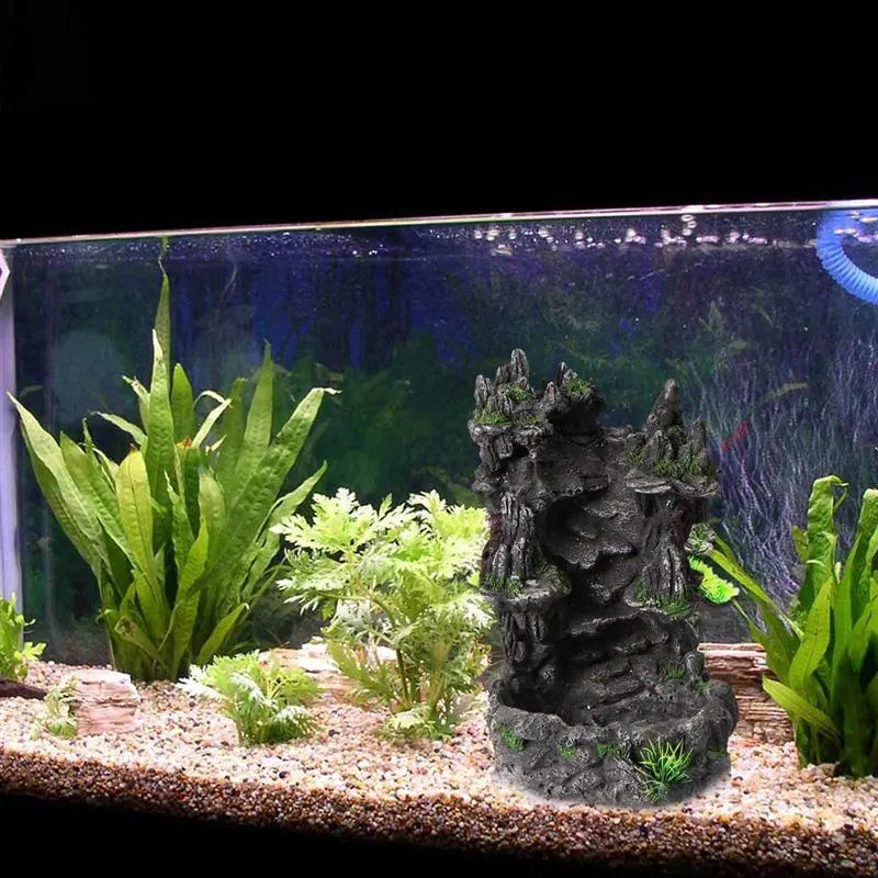 1 pz Cascata Paesaggio Mestiere Durevole Vivid Acquario Ornamento Resina Mestiere Fish Tank Decor Display Subacqueo C1115222m5951317