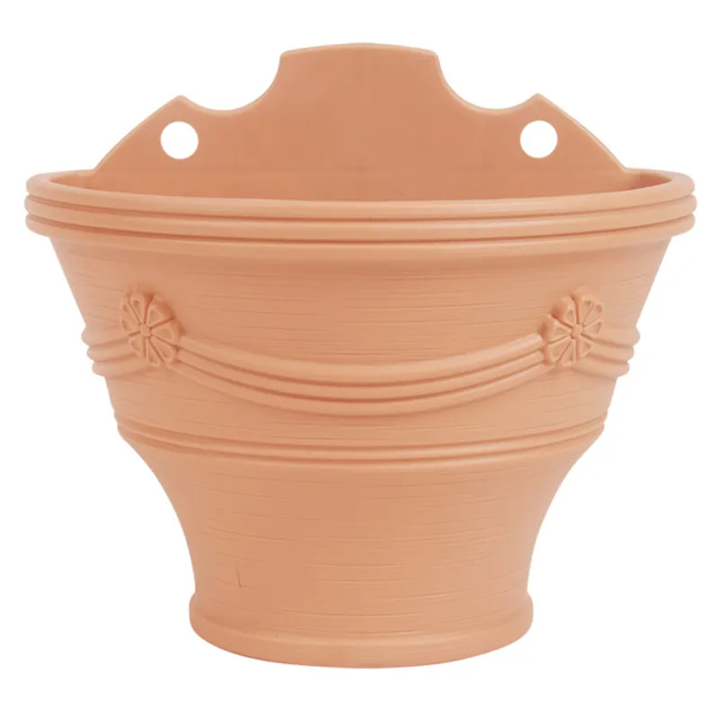 1 pz 26 cm x 23 cm Vaso da fiori recinzione appesa finestra fissata al muro fioriere cesto di fiori forniture da giardino forma rotonda in resina Y200709