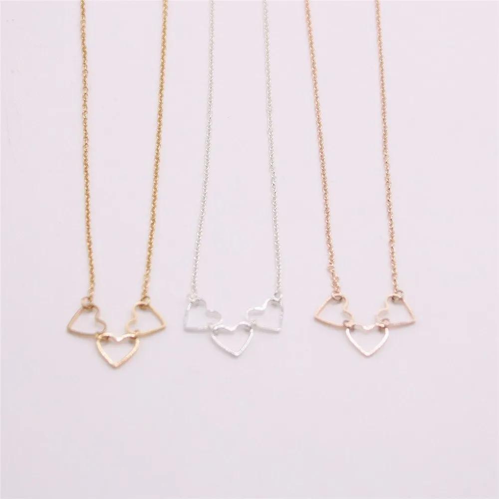 Полое ожерелье с сердечком «Любовь» Три комбинированных ожерелья с подвесками для девочек для женщин Золото Серебро Роза Три цвета Опционально205G