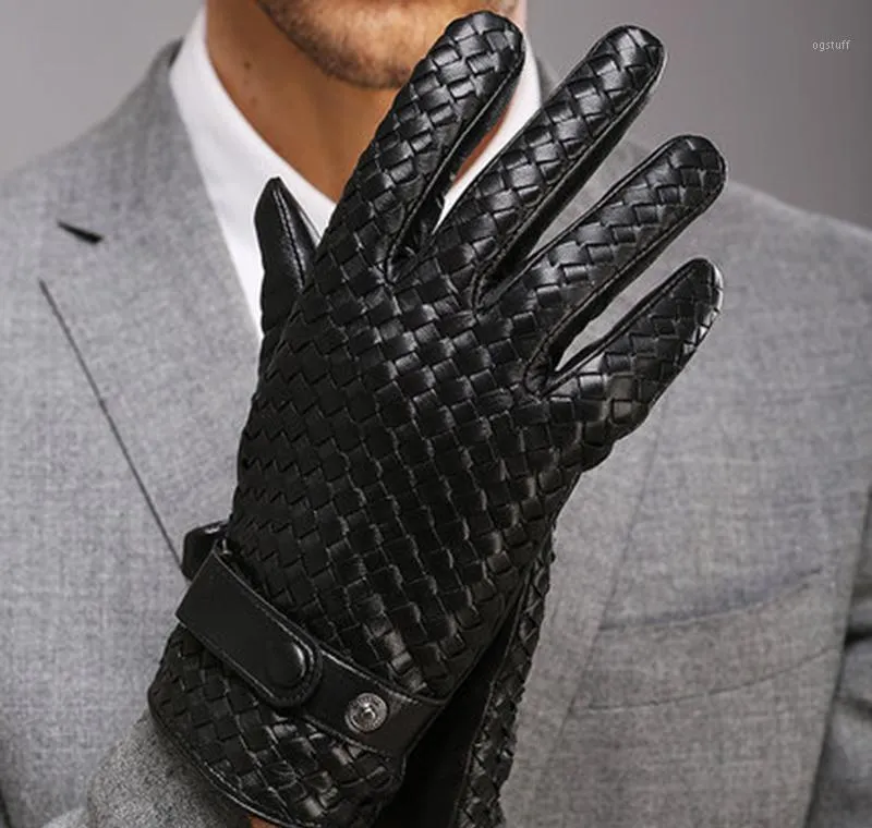 Fashion Gloves For Men New High-end Weave Genuine Leathersolid Wrist Sheepskin Glove Man sqcqKp dh2010258n