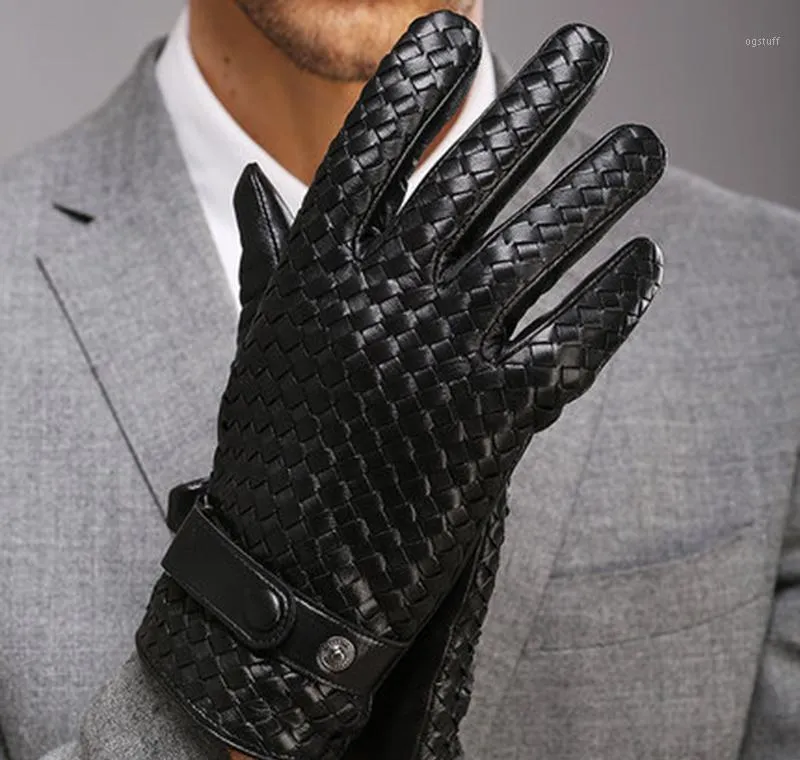 Gants de mode pour hommes Nouveau tissage haut de gamme véritable cuir solide poignet en peau de mouton gant homme qcqKp dh20103147