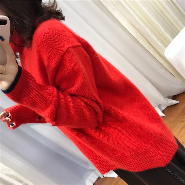 Women Sweaters Winter Woman Double Thickening Loose Turtleneck Cashmere Jumper Female Long Sleeve Casual Knit Pullover 201204