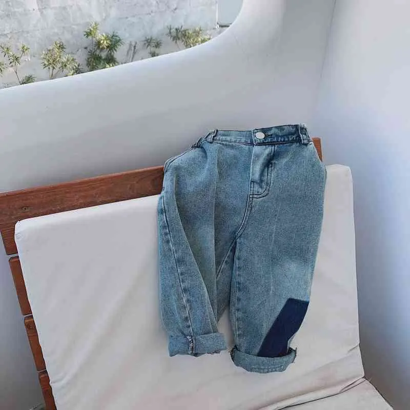 Jean ample de couleur contrastée pour garçons, pantalon en denim de style coréen, style hip hop, nouvelle collection d'automne, G1220