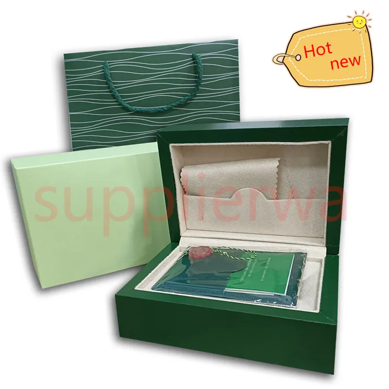 hjd Rolex Montre de luxe Mens Watch Box Cases Original Inner Outer Womans Montres Boîtes Hommes Montre-bracelet Green Boxs livret carte 116612511