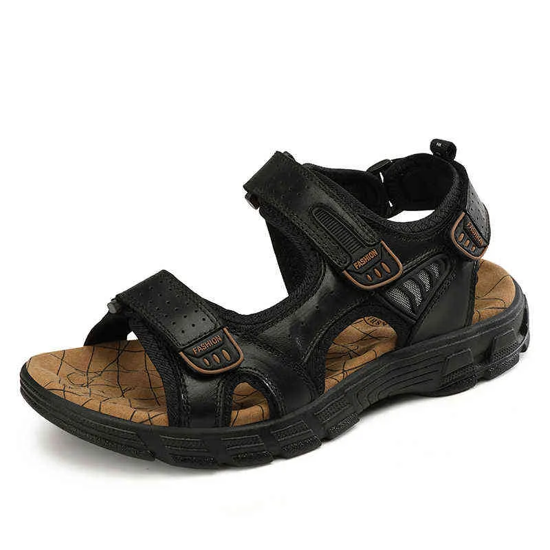 Сандалии бренда классические мужские летние натуральная кожа открытый повседневная легкая сандал модных кроссовки размером 38-45 220302
