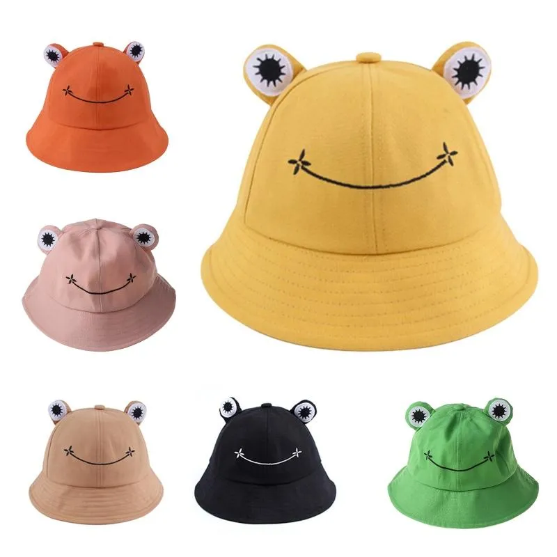 Foldable Cotton Cute Frog Bucket Hat Summer Sunscreen Fisherman Cap Outdoor Fishing Hunting Sunhat263f
