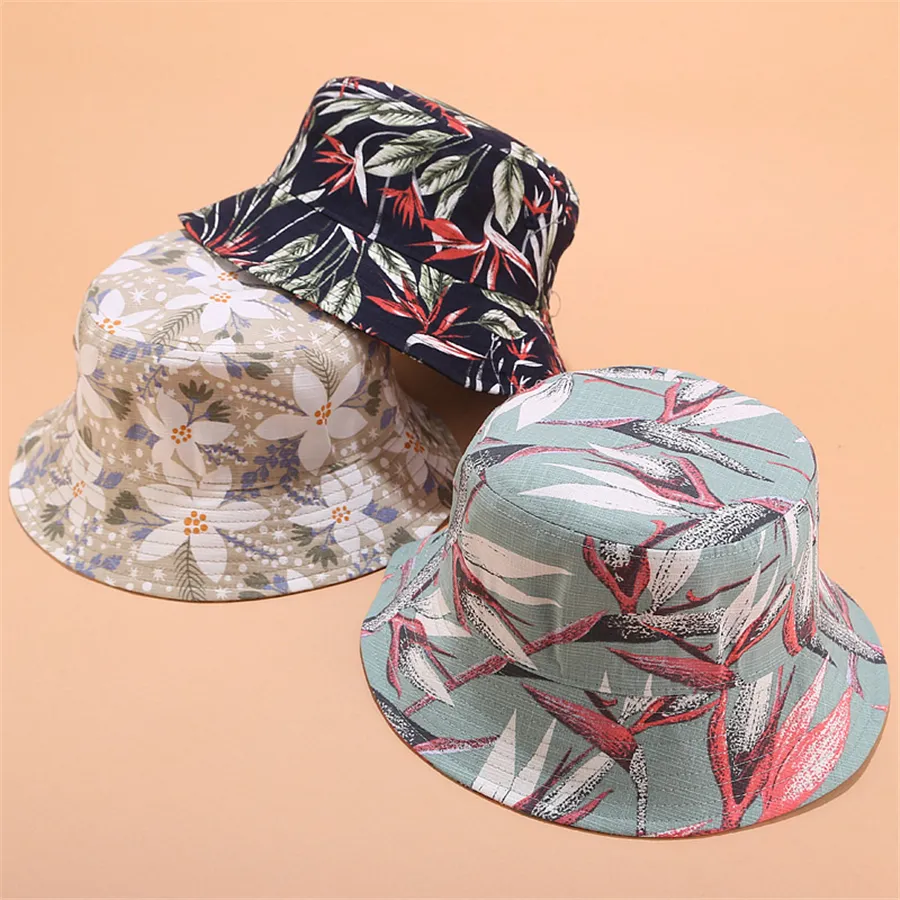 New 3D Flower Print Bucket Hat Women Japanese Fahion Basin Hat Female Summer Outdoor Fat Top Sun Cap Hip-hop Fisherman Hats