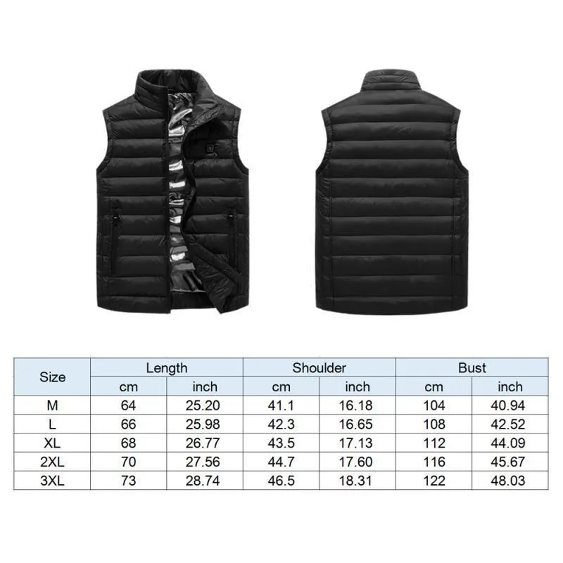 Mężczyźni USB Elektryczne Ogrzewanie Kamizelka Kurtka Odzież Narciarstwo Zimowa Ciepła Ogrzewana Kamizelka Dla Winter Working Hiking Verwarmde BodyWarmer 201120