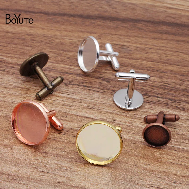 Boyute 20 sztuk partia 12 mm 14 mm 16 mm 20 mm Cabochon Metalowy metal francuski mankiet ślepy blankie Tray Bezel DIY Męskie odzież Accessori302r