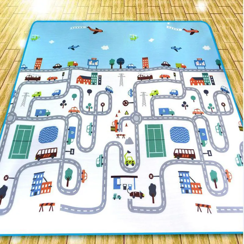 2x1.8mキッズラグベイビークロールプレイ子供子供のカーペットのためのマットのおもちゃの玩具ソフト漫画防水ピクニックプレイマットLJ201114