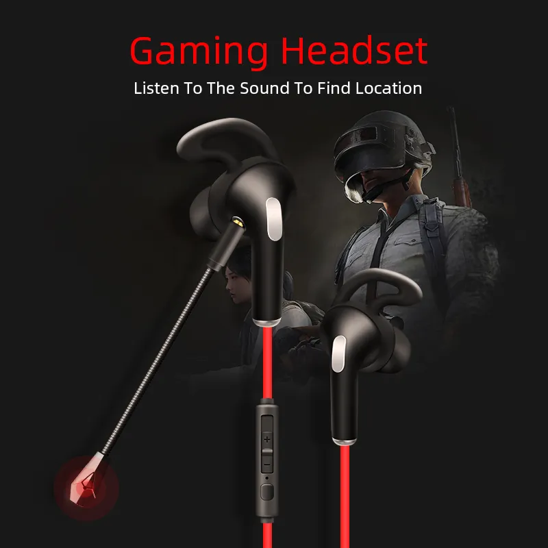 Trådbundna spelörlurar med dubbla mic AKP9 dynamiska brusreducering inear headset stereo ljudisolering öronsnäckning för pubg csgo ps6944997