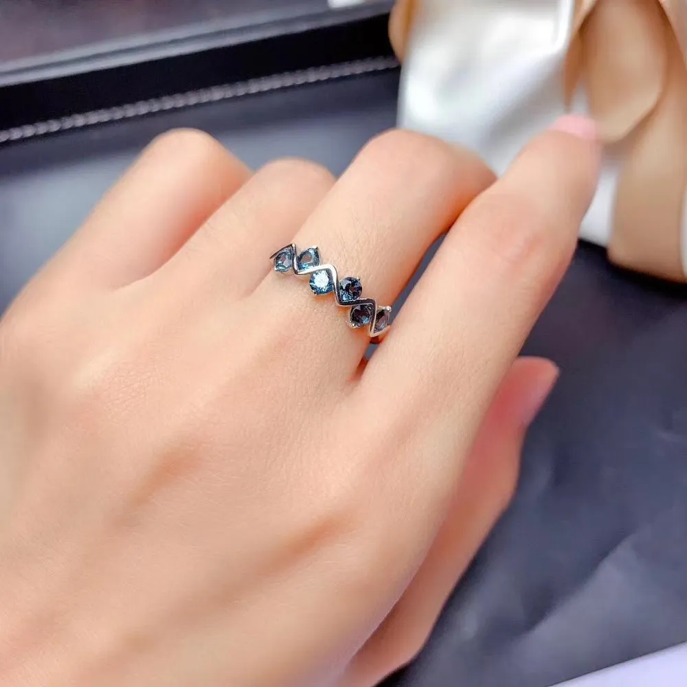 Weainy anel de estilo sincero, anel natural de londres azul topázio s925 prata esterlina simples popular joias com pedras preciosas azuis anel feminino y112804331