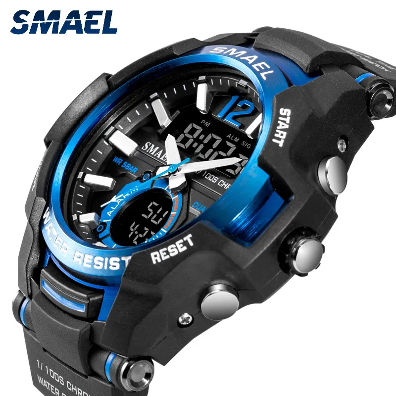 Smael New Fashion Dual Time Led Digital Watch Men Waterproof Chronograph Casual Mens Sport Quartz Watches Saat Relogio Masculino 2232T