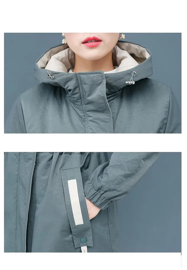 Nuovo cappotto femminile Autunno inverno moda Cappotto giacca a vento più velluto con cappuccio Outwear Tops Cappotti da donna a maniche lunghe Abbigliamento giovanile 201028