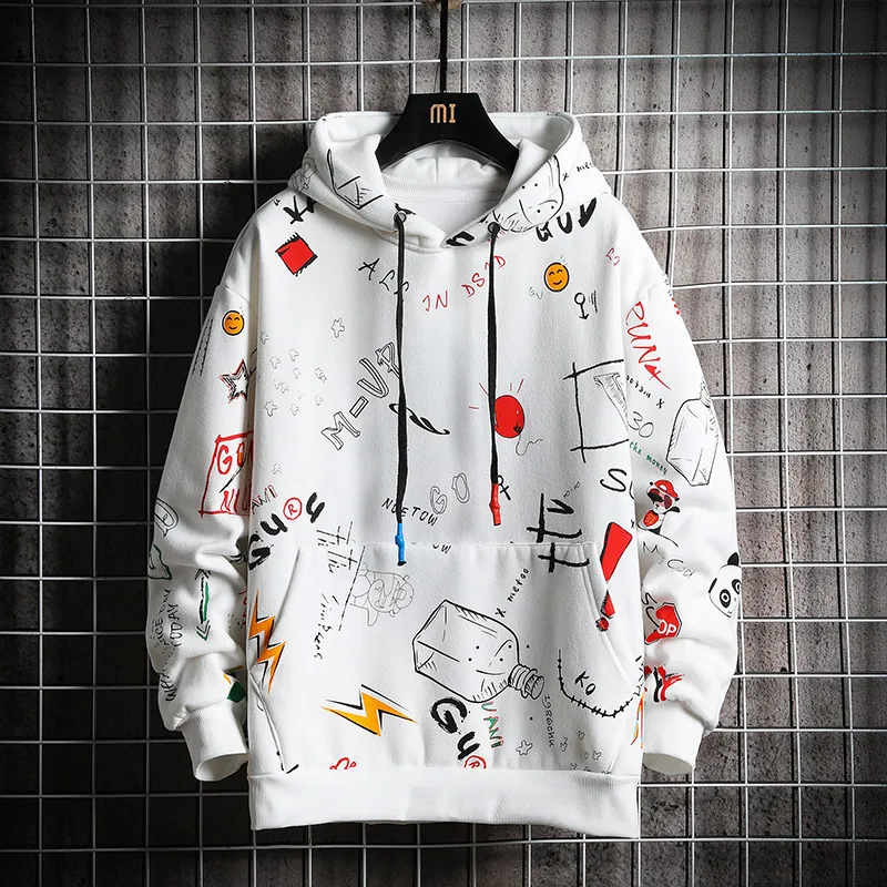 Single Road Men's Anime Hoodies Hip Hop Harajuku Sweatshirt Male Japanese Streetwear Overized Yellow Hoodie Fashion 220215