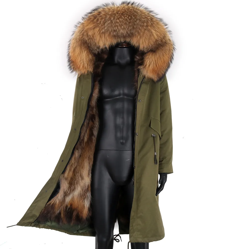 Imperméable Hommes Parka Veste D'hiver Nouvelle Mode Chaud Long Manteau De Fourrure De Lapin Homme Parkas Naturel Fourrure De Renard Survêtement Streetwear 201104