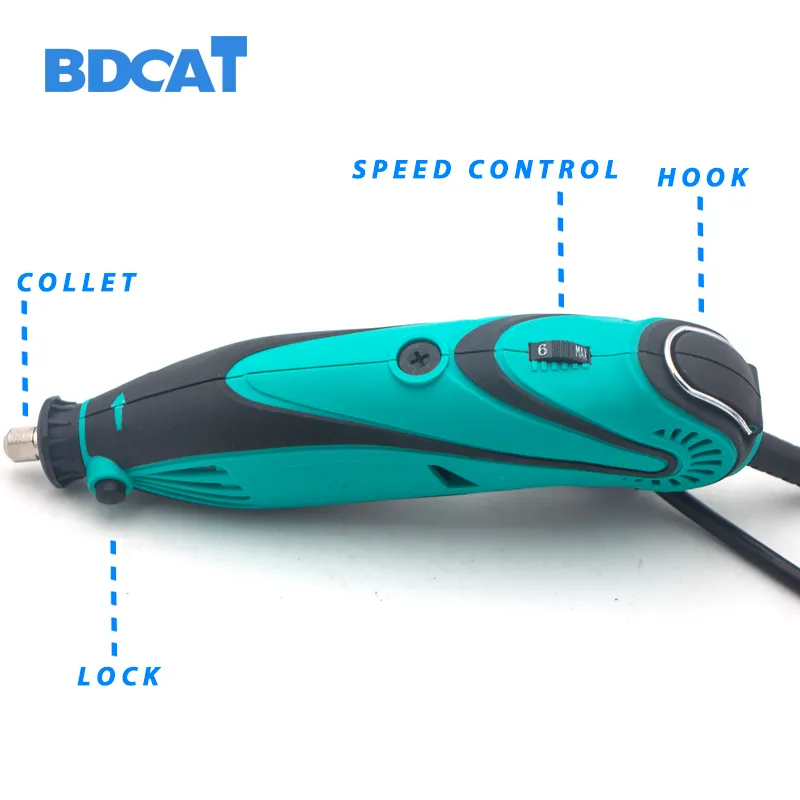 BDCAT 180W Electric Grinder Tool Mini Drill Lucidatura Velocità variabile Kit di utensili rotanti con utensili elettrici Accessori Dremel 201225