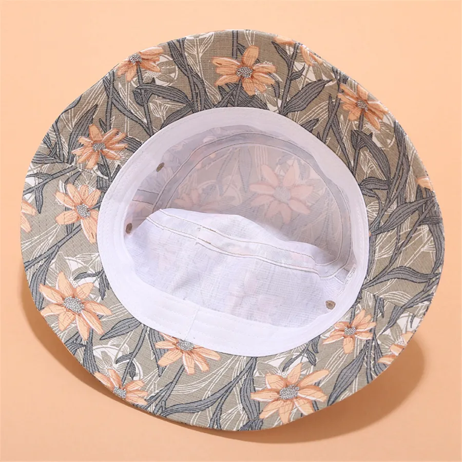 New 3D Flower Print Bucket Hat Women Japanese Fahion Basin Hat Female Summer Outdoor Fat Top Sun Cap Hip-hop Fisherman Hats