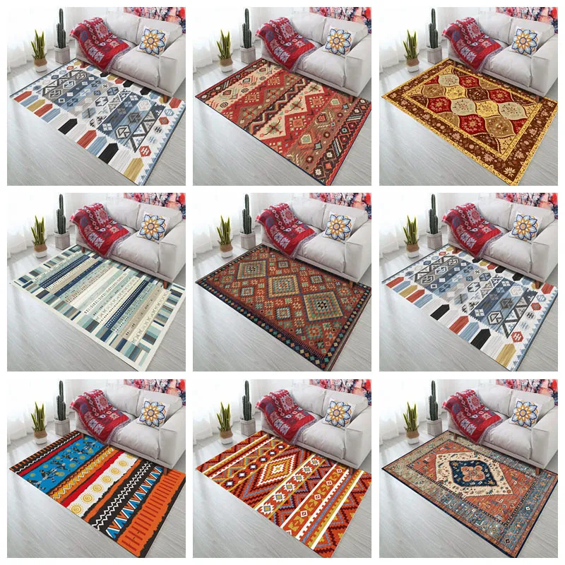 Tapis de Style persan bohémien, antidérapant, pour salon, chambre à coucher, étude, rectangulaire, tapis ethnique Boho marocain, 201278b