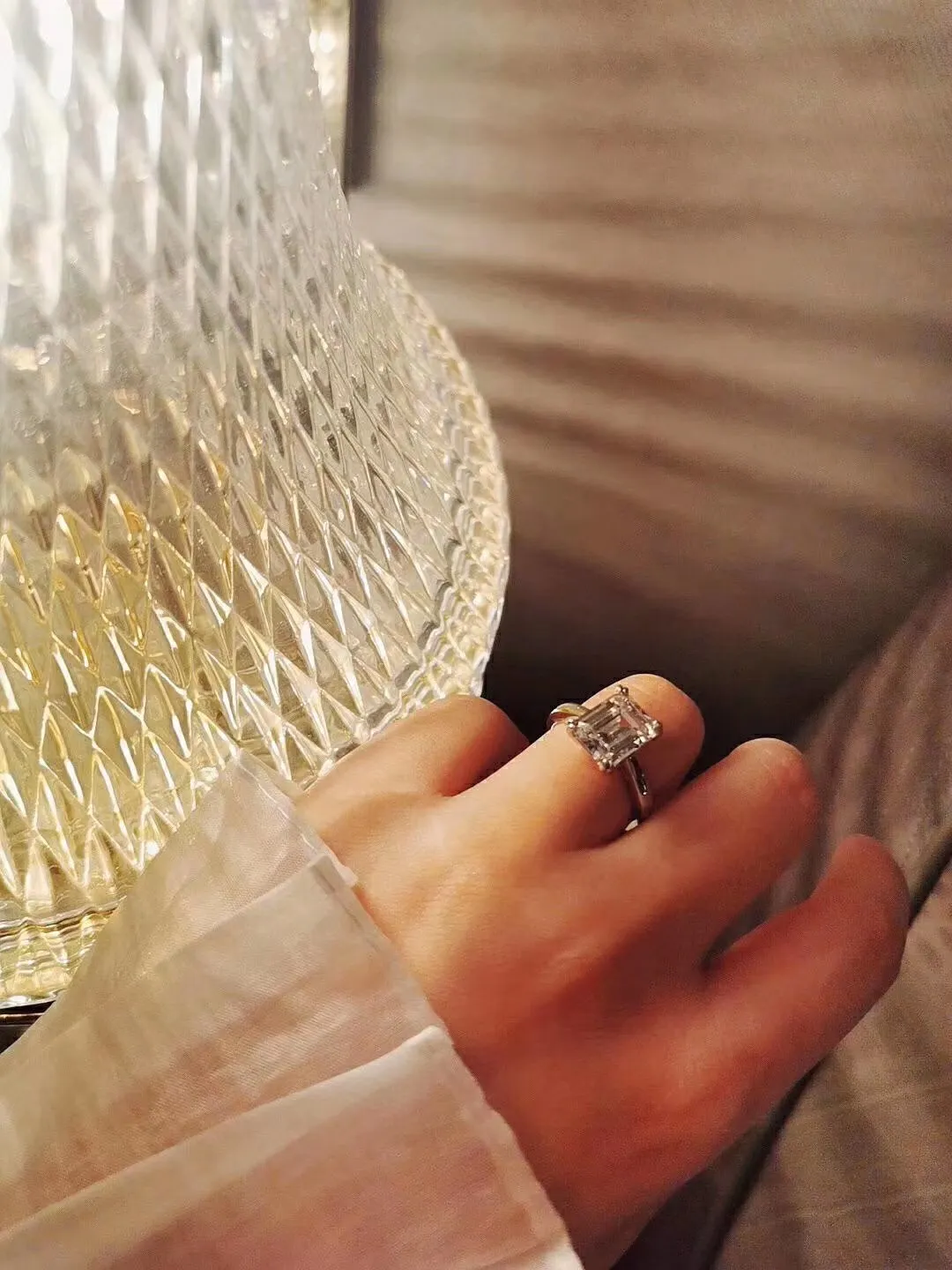S925 Silver Punk Ring avec 3 kart Diamond en forme de rectangle pour les femmes bijoux de mariage Gift PS7056232U