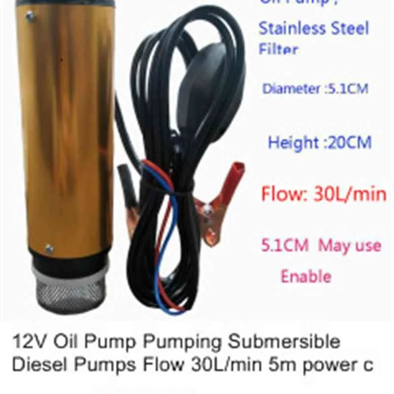 Oil ing Sommergibile Diesel s Flusso 30L/min 5m cavo di alimentazione Mini macchina da campo elettrica pompa acqua 12V
