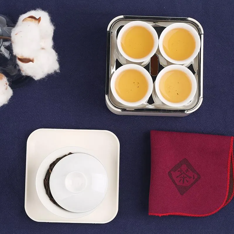 Portable Chinese Teaset Sets Gaiwan Ceramics With Tray Teapot TeaCups Traveller Teaware Teteras Portatil