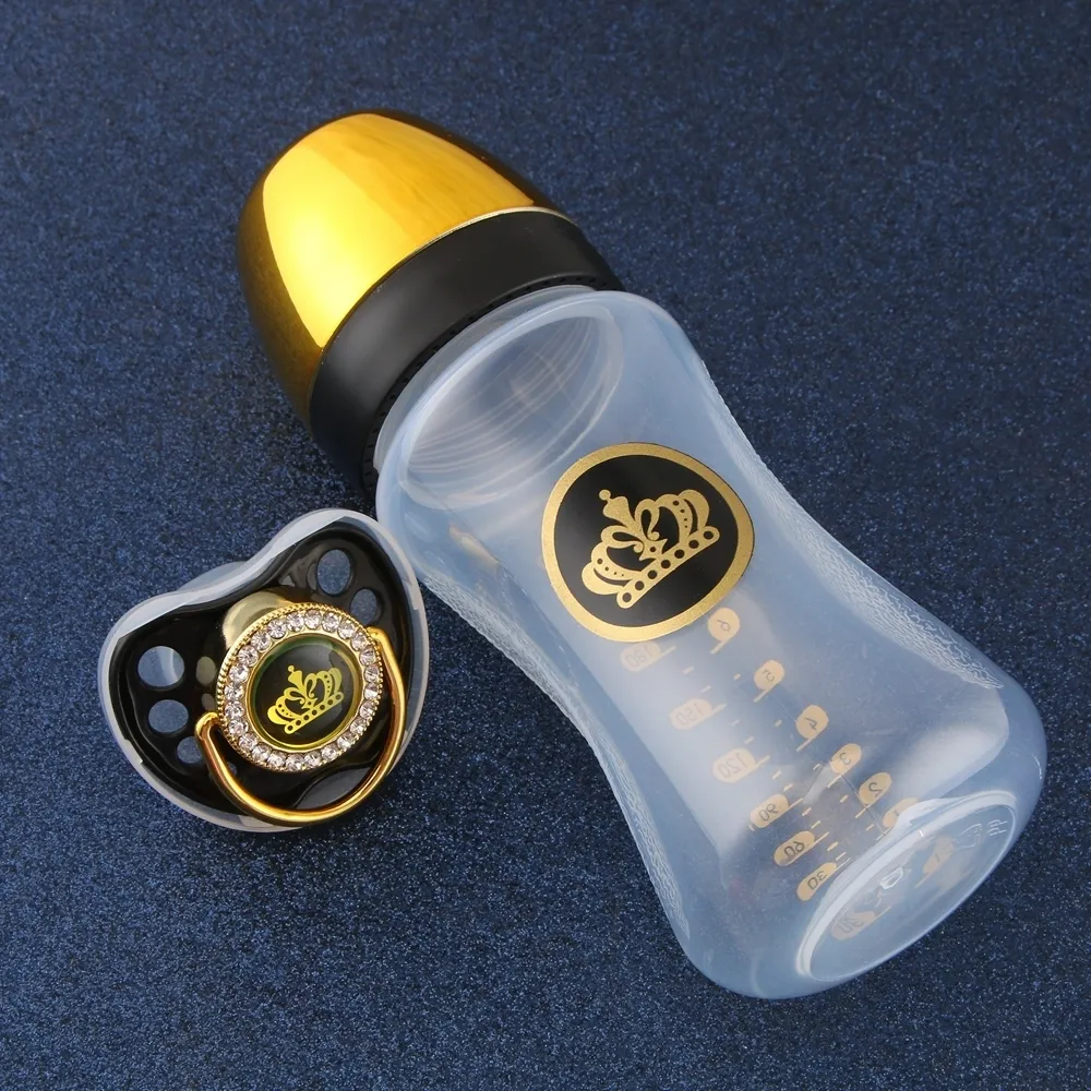 Biberon di lusso con diamanti Bling Bling da 240 ml Biberon in PP a collo largo BPA Set regalo perfetto bambini LJ200831